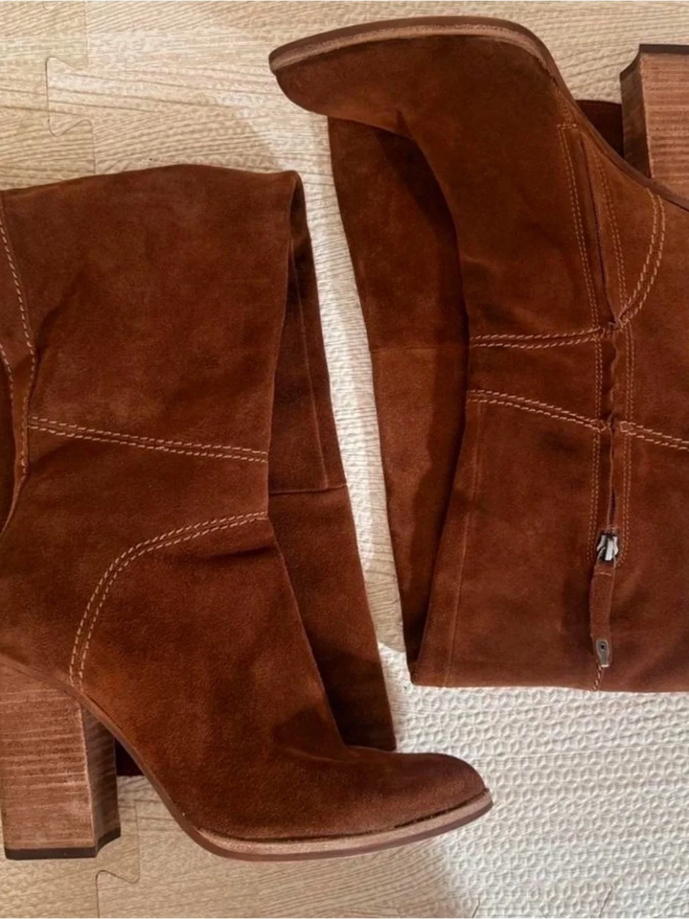 Dolce Vita Chestnut Suede Over-the-Knee Block Heel Boots